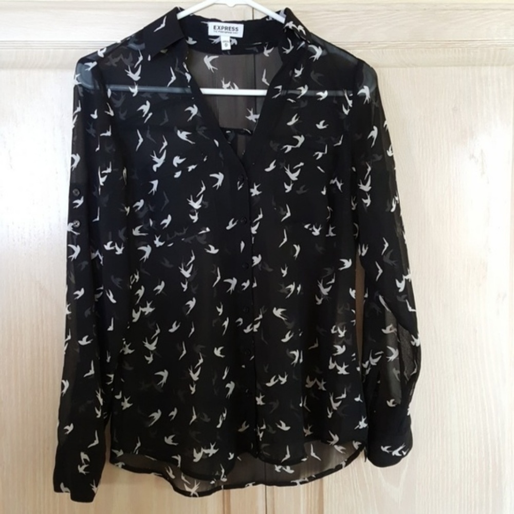 Express Portofino Shirt - Black w/ White Birds